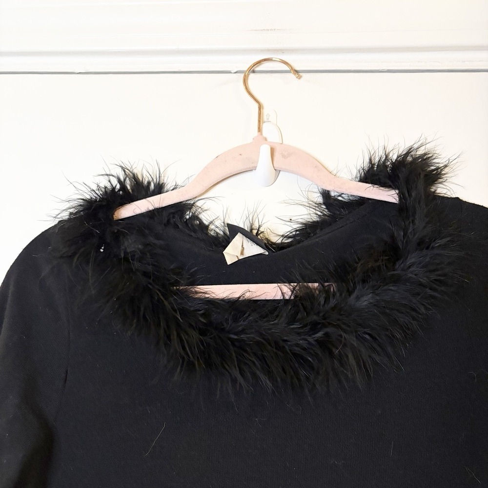 Vintage 90s JKLA California Sparkly Black Feather Trimmed‎ Long Sleeve Womens M - Picture 3 of 5